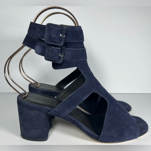 Rag & Bone Madison CutOut Navy Blue Suede Block Heel Sandal EUR 38 - Picture 2 of 9